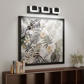 3 Lights Modern Black Vanity Light Up and Down Black LED Vanity Light Fixtures Bathroom Wall Light Over Mirror 6000K