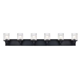 5/6-Light Bathroom Lighting, Modern Black Vanity Light Fixture Over Mirror, Industrial Fixture with Clear Grid Glass. (Number of Light: 6-Light)