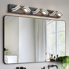 40" Modern 6-Light LED Vanity Light - Sleek Bathroom Wall Fixture, Iron & Acrylic, Dimmable & Energy-Efficient, Ideal for Mirror Lighting (Color: Black, Material: Iron)