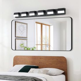 Modern Bathroom Vanity Lighting 6-Light LED Vanity Lights Over Mirror Bath Wall Lighting (Color: Black, Material: Iron)