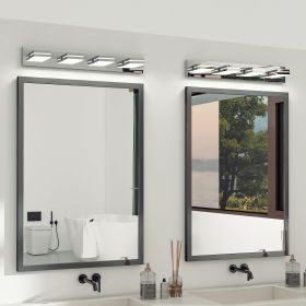 Modern Chrome LED Vanity Light, 4-Lights Wall Sconce for Bathroom and Mirror, Sleek Minimalist Design, Energy-Efficient, Easy to Install (Color: Chrome, Material: Iron)